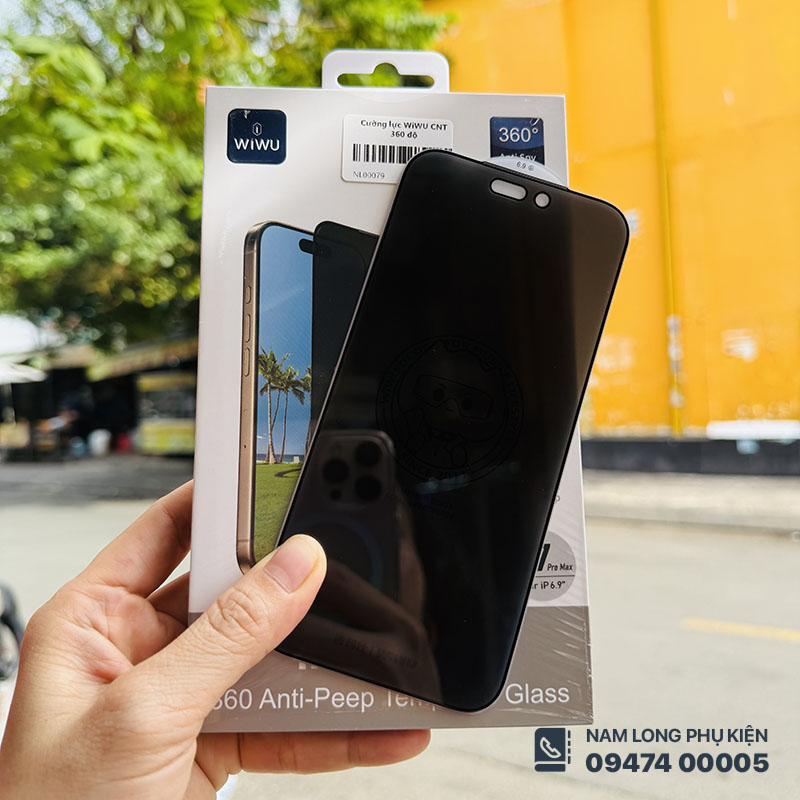 Cường lực chống nhìn trộm iPhone 18 Pro Max WiWU 360 độ