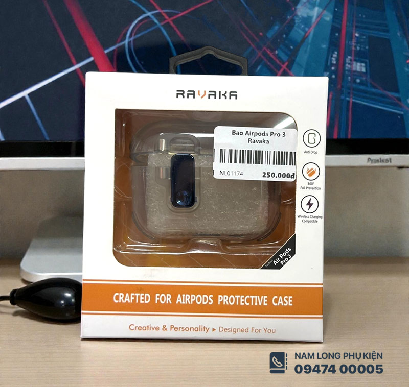 Bao Airpods Pro 3 trong suốt Ravaka Cara