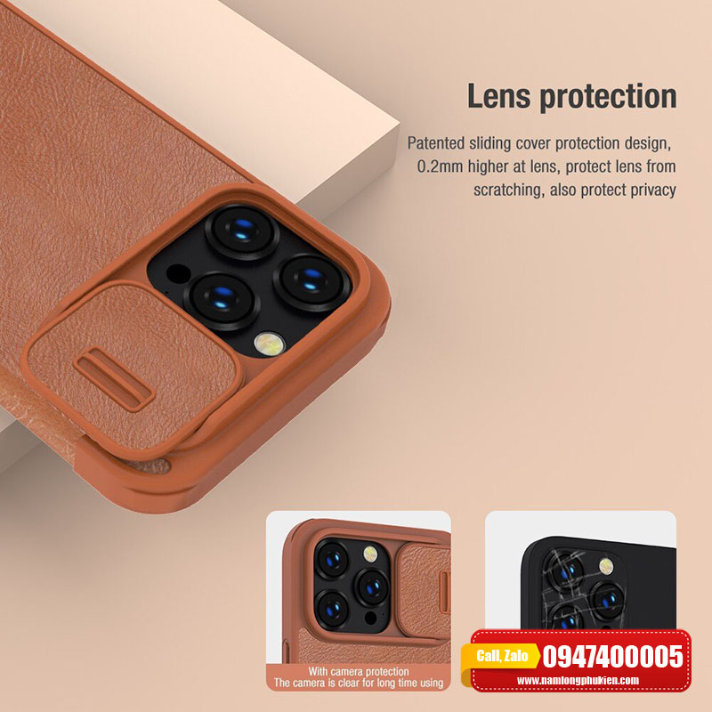 Bao da iPhone 14 Pro Nillkin Qin chính hãng