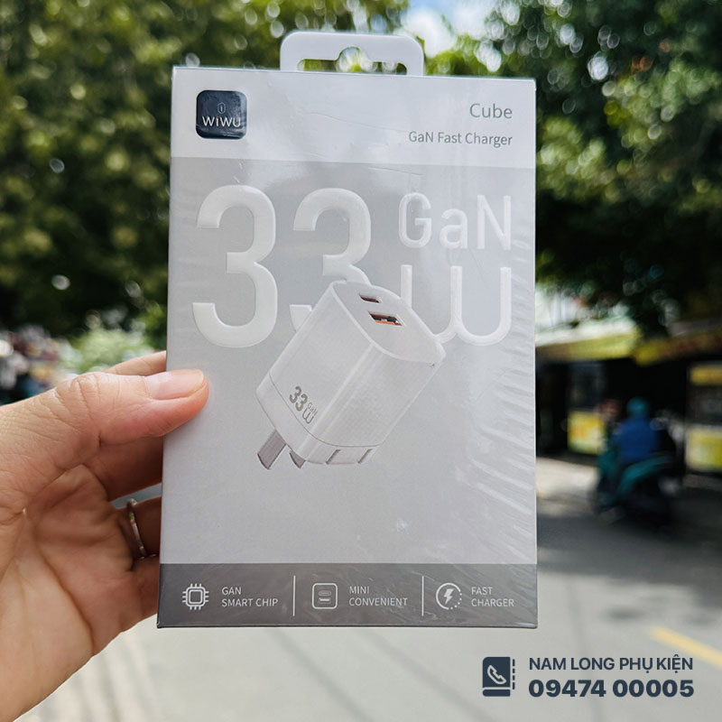 Củ sạc nhanh WiWU Gan Cube 1 USB C + 1 USB A 33W