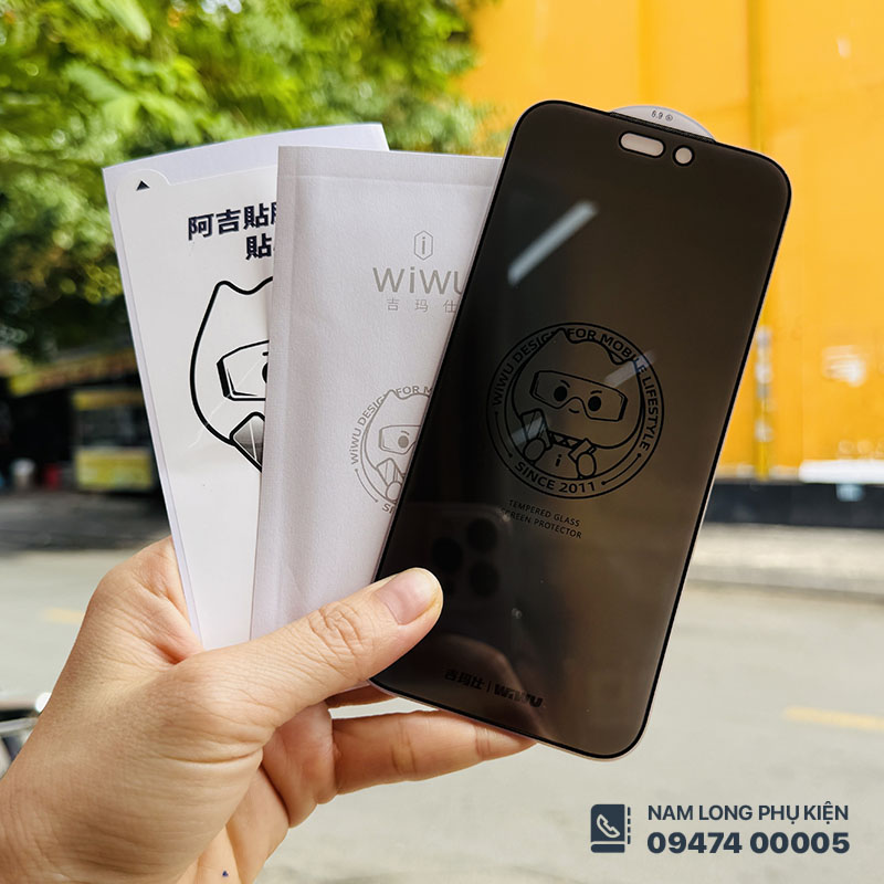 Cường lực iPhone 17 Pro Max chống nhìn trộm 360 WiWU chính hãng