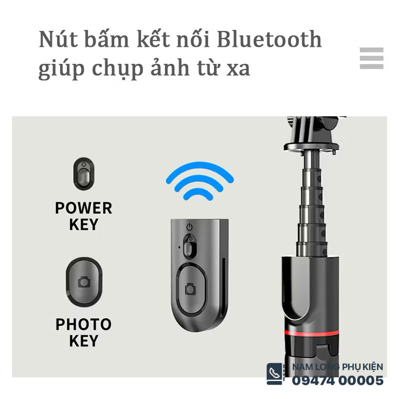 Gậy selfie bluetooth L12 dài 1066mm