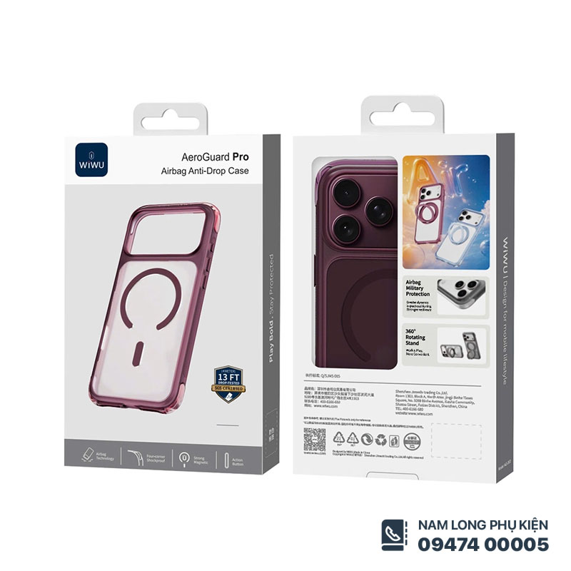 Ốp lưng iPhone 17 Pro Max / 18 Pro Max WiWU AeroShield Pro AG-202 13FT
