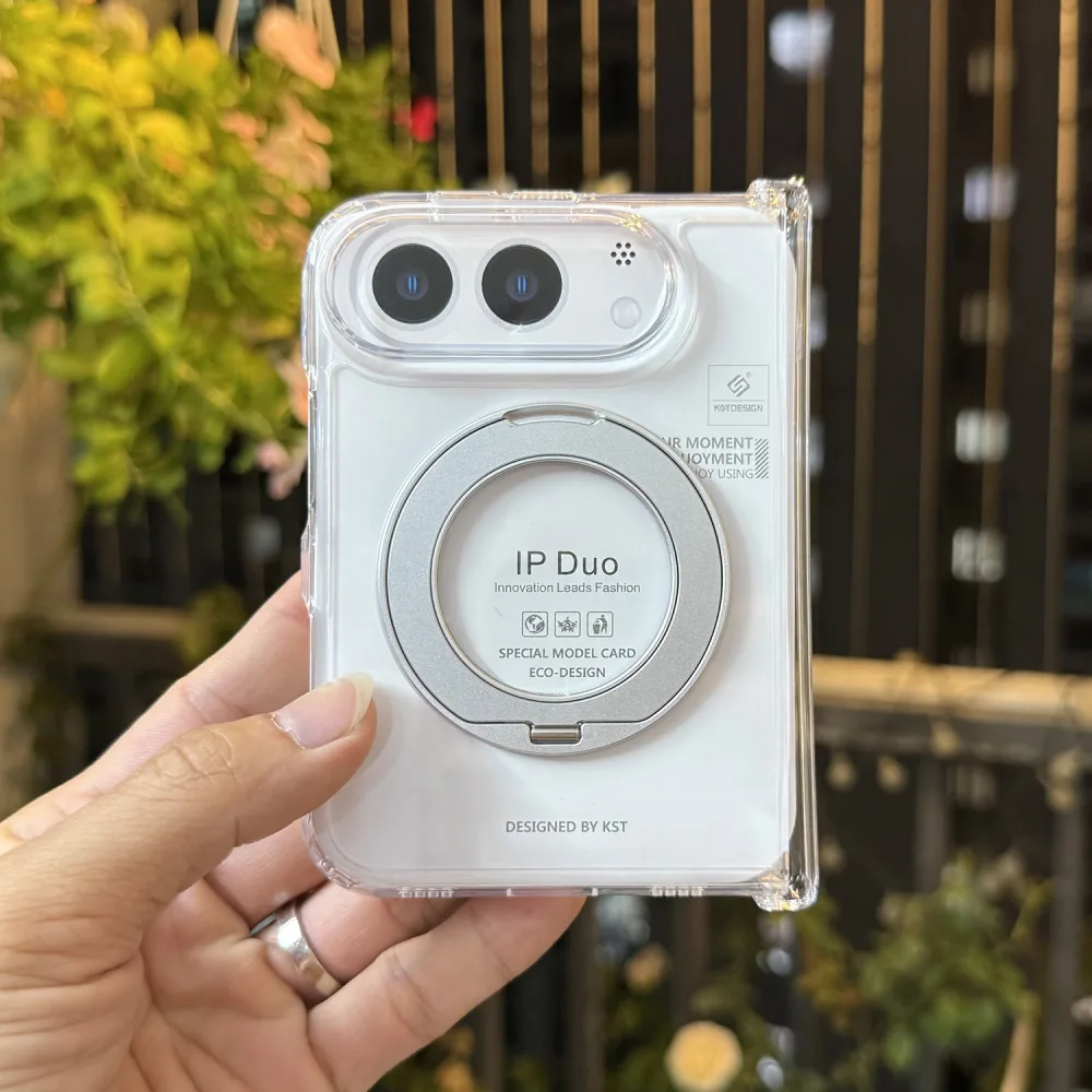Ốp Lưng iPhone Duo KSTDESIGN Trong Suốt Kèm Chân Chống