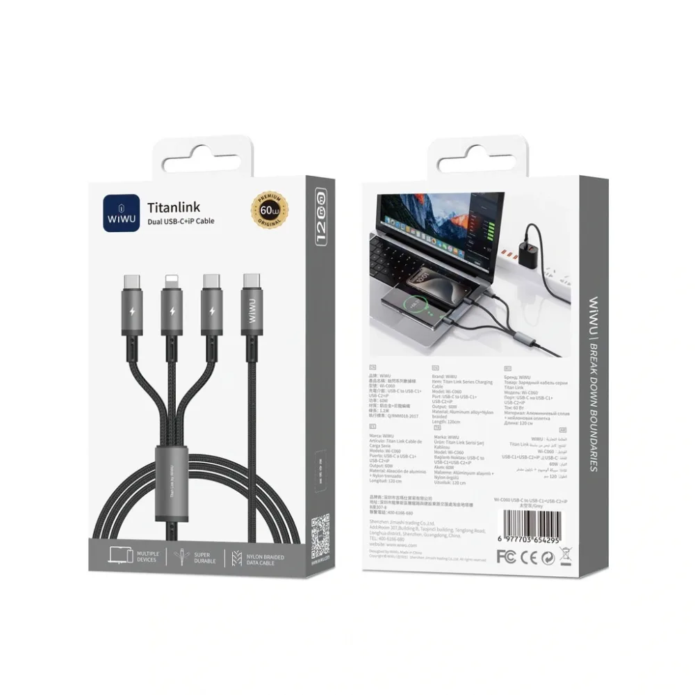 Cáp sạc 3in1 66W Titanlink WiWU