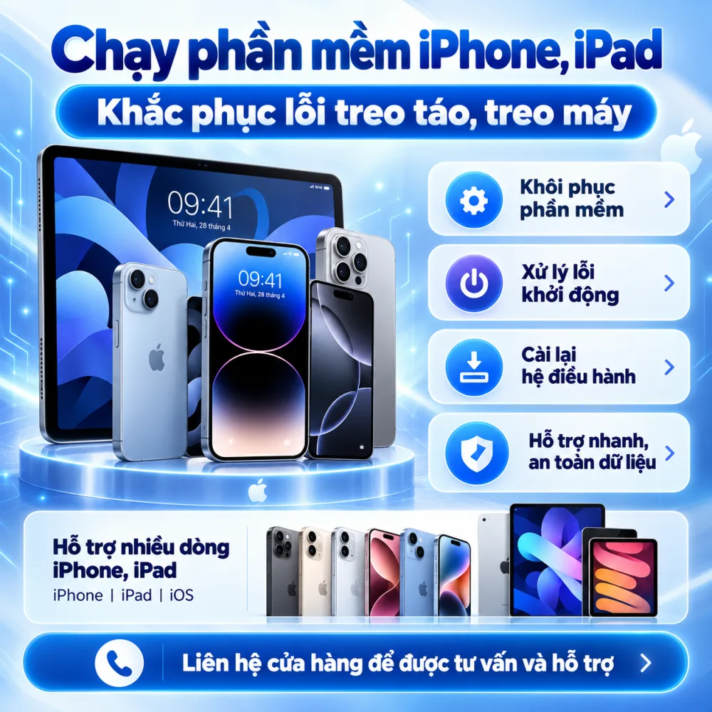 Chạy Phần Mềm iPhone, iPad Treo Táo | Nam Long Phụ Kiện